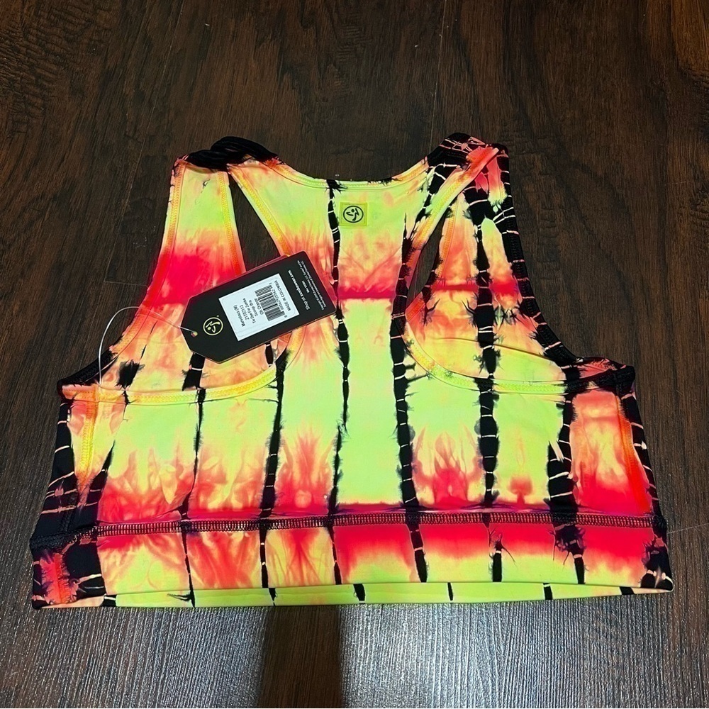 Zumba Tie Dye For Zumba Scoop Bra - Medium Oh Orange NWT - Picture 3 of 12
